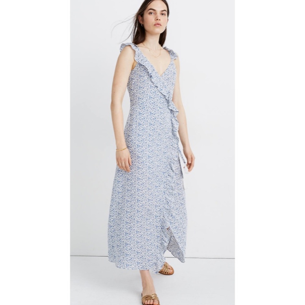 NWT Madewell Ruffled Floral Wrap Maxi Dress